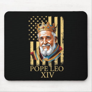 Tapis De Souris Le pape Leo Xiv, drapeau américain 2025 Le Vatican