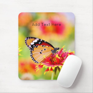 Tapis De Souris Le papillon Monarque sur la fleur rouge et jaune