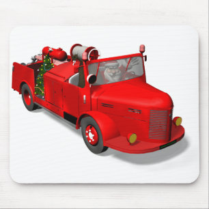 Tapis De Souris Le Père Noël Conduit Un Camion-Feu
