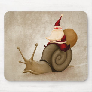 Tapis De Souris Le père noël monte un escargot