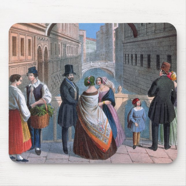 Tapis De Souris Le pont des soupirs, Venise, gravée par Brizeghel (Devant)