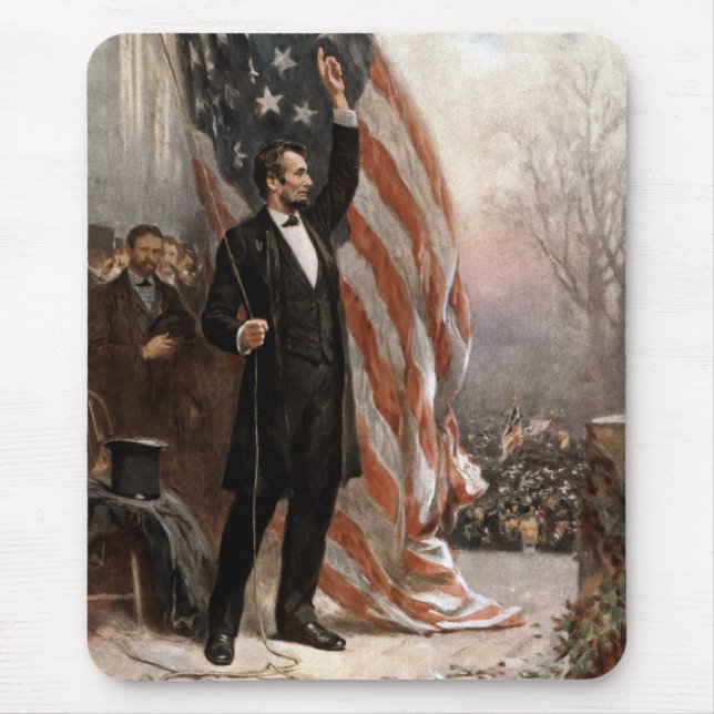 Tapis De Souris Le Président Abraham Lincoln donnant un discours (Devant)
