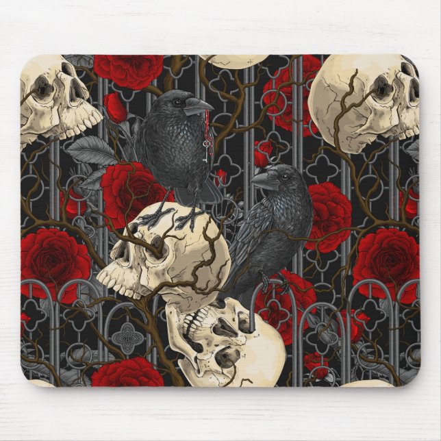 Tapis De Souris Le secret de Raven. Illustration gothique sombre e (Devant)