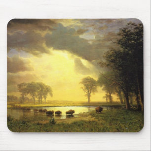 Tapis De Souris Le sentier Buffalo, Albert Bierstadt