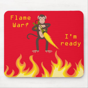 Tapis De Souris Le singe avec une guerre de flamme Internet