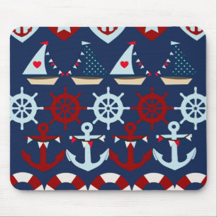 Tapis De Souris Le thème nautique d'été ancre des barres de