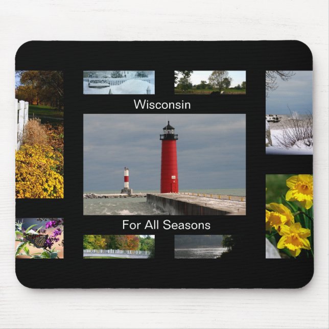 Tapis De Souris Le Wisconsin pendant toutes les saisons (Devant)