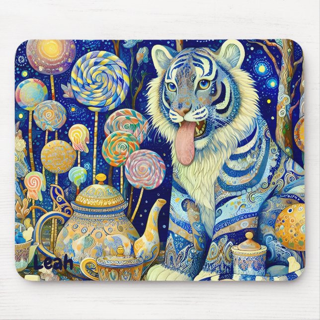 Tapis De Souris LEAH ~ Paisley Tiger ~ fête du thé ~ Mousepad (Devant)