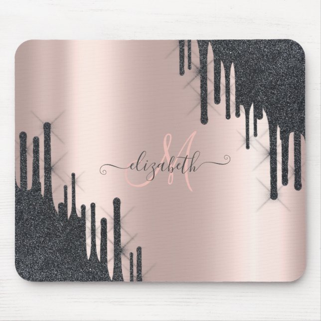 Tapis De Souris Lecteurs de Parties scintillant noire moderne Rose (Devant)