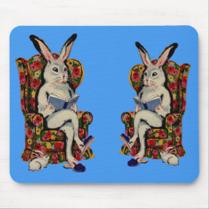 Tapis De Souris lecture famille lapin