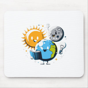 Tapis De Souris Lecture Livre Terre Lune Soleil Drôle Total Solair