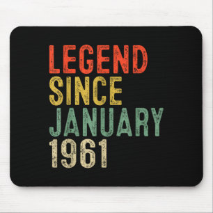 Tapis De Souris Légende depuis janvier 1961 Cadeaux d'anniversaire