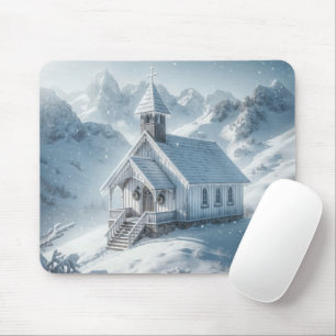 Tapis De Souris L'Église D'Hiver Dans Les Montagnes