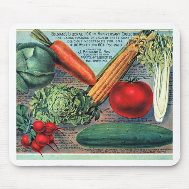 Tapis De Souris Légumes vintages (Devant)