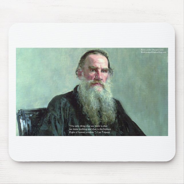 Tapis De Souris Leo Tolstoï "Know Nothing" Citation GIfts Cartes T (Devant)