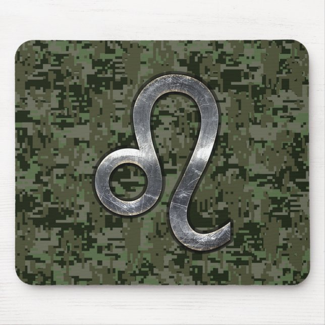 Tapis De Souris Léo Zodiac Sign on Green Digital Camo (Devant)