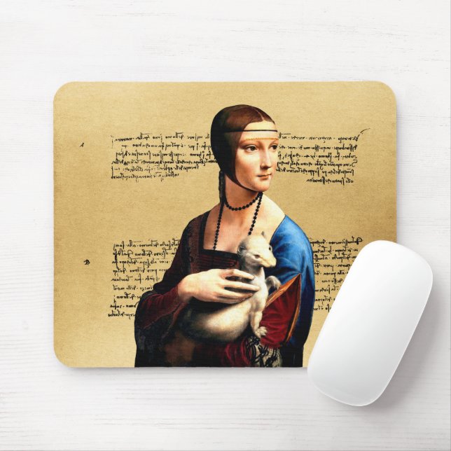 Tapis De Souris Léonard de Vinci Lady avec Ermine (Avec souris)