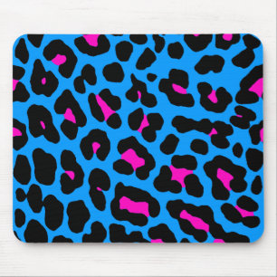 Tapis De Souris Léopard au néon bleu Mousepad des rétros année