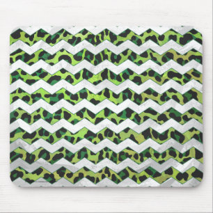 Tapis De Souris Leopard Chevron noir et vert