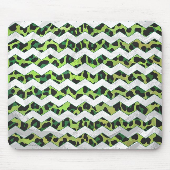 Tapis De Souris Leopard Chevron noir et vert (Devant)