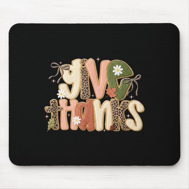 Tapis De Souris Leopard Fall Give Thanks Coquette Latch Hook Yarn  (Devant)