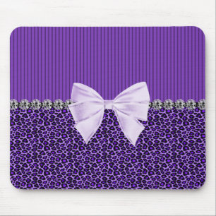 Tapis De Souris Léopard pourpre avec le diamant élégant de faux