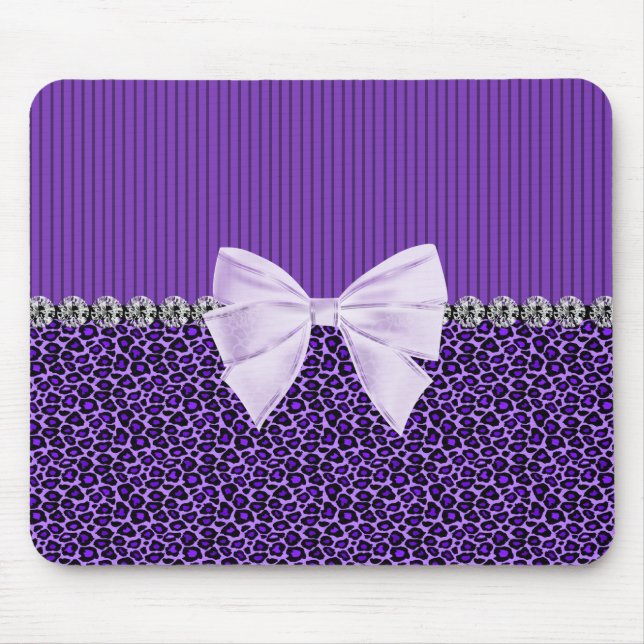 Tapis De Souris Léopard pourpre avec le diamant élégant de faux (Devant)