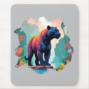 Tapis De Souris Leopard Vector Art Animal Dans La Nature Majestueu