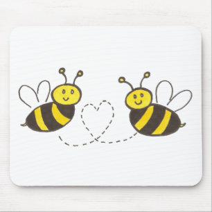 Tapis De Souris Les abeilles de miel au coeur