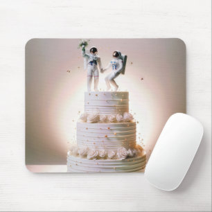 Tapis De Souris Les astronautes mariages sur le gâteau à plusieurs