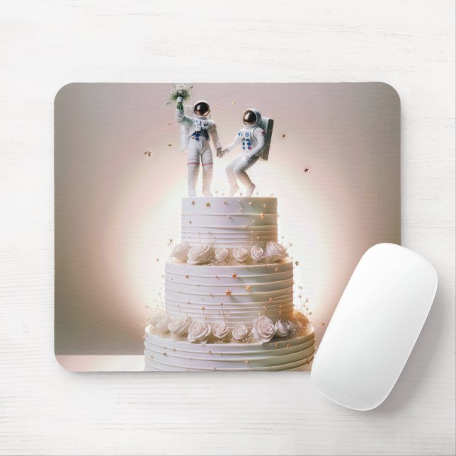 Tapis De Souris Les astronautes mariages sur le gâteau à plusieurs (Avec souris)