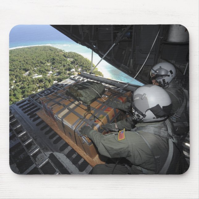 Tapis De Souris Les aviateurs poussent une palette de biens donnés (Devant)