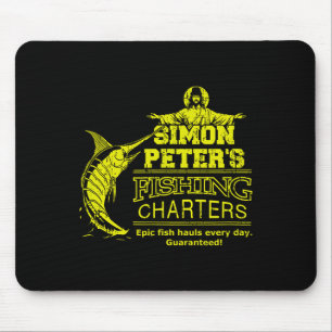 Tapis De Souris Les charters de pêche de Simon-Pierre Funny Jésus-