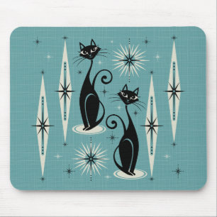 Tapis De Souris Les chats atomiques rétro-américains du milieu d