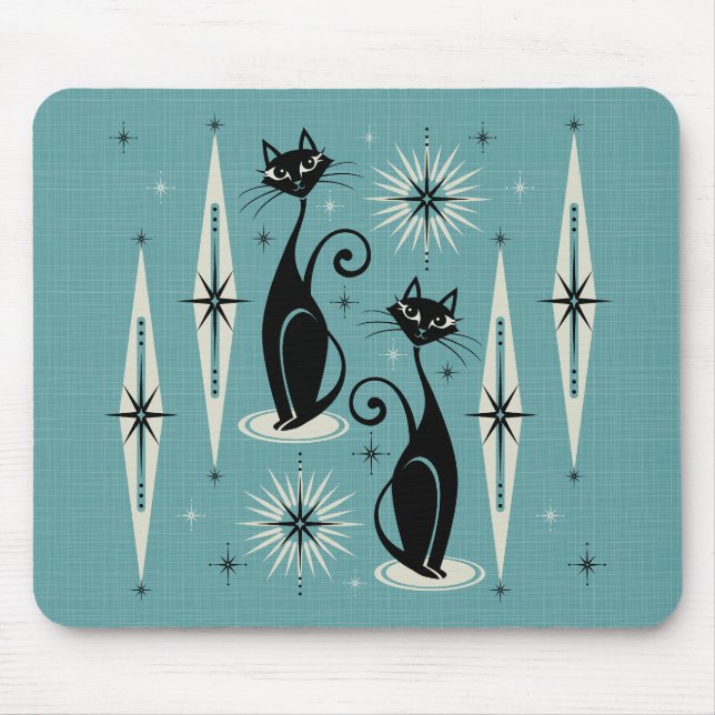 Tapis De Souris Les chats atomiques rétro-américains du milieu du  (Devant)