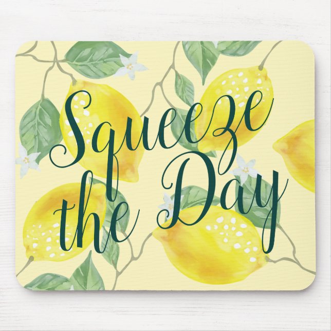 Tapis De Souris Les citrons d'aquarelle serrent le jour (Devant)
