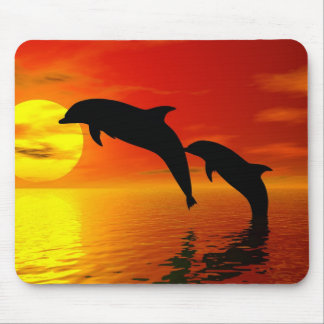 Tapis De Souris Les dauphins sautant le coucher du soleil Mousepad