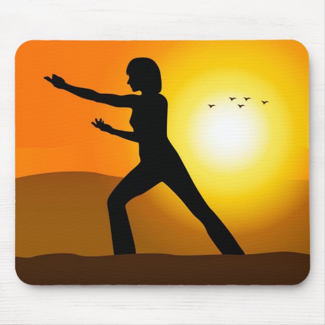 Tapis De Souris Les Femmes Silhouette Faire Tai Chi (Devant)