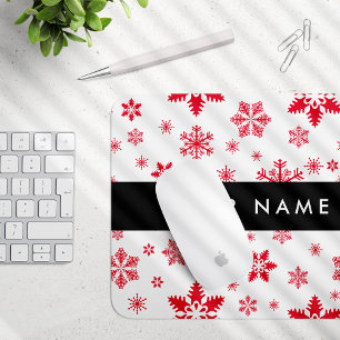 Tapis De Souris Les flocons rouges, Votre nom, Personnalisez