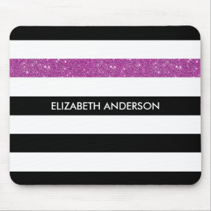 Tapis De Souris Les formes noires modernes FAUX Purple Glitz et No
