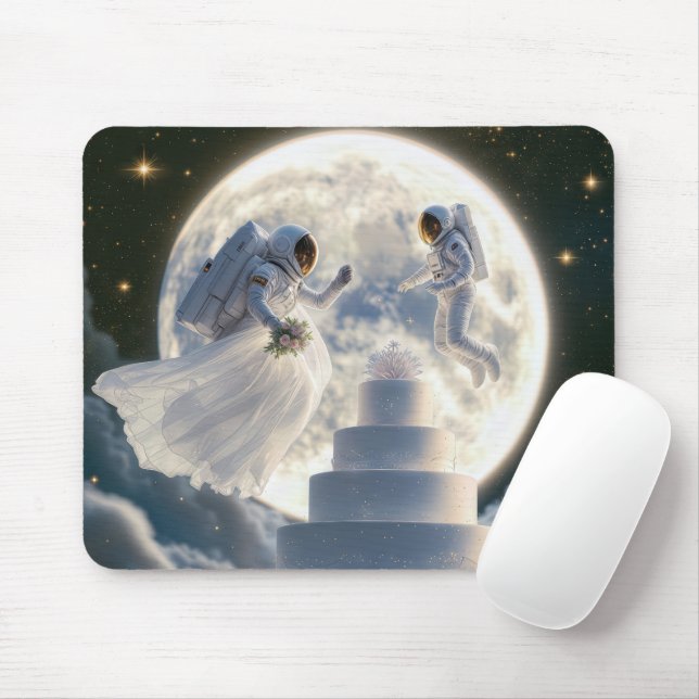 Tapis De Souris Les Nouveaux Mariés De L'Astronaut Au Lune (Avec souris)