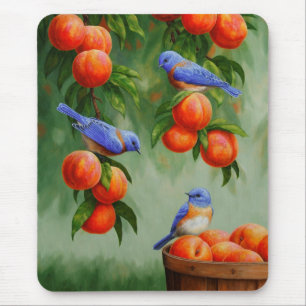Tapis De Souris Les oiseaux bleus dans le verger d'un bracelet