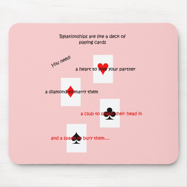 Tapis De Souris 'Les relations sont comme un jeu de cartes...' (Devant)