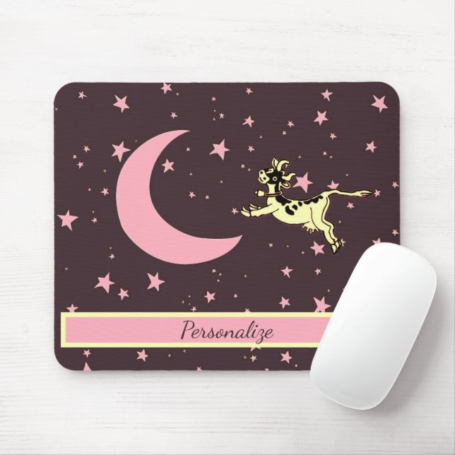 Tapis De Souris Les Sauts De Vache Sur La Lune Personnalisent (Avec souris)