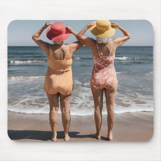 Tapis De Souris Les Vieilles Dames Sur La Plage (Devant)