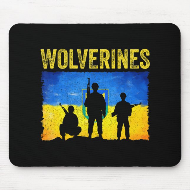 Tapis De Souris Les Wolverines soutiennent l'Ukraine (Devant)