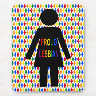 Tapis De Souris Lesbienne LGBTQ Silhouette et Rainbow Ladies