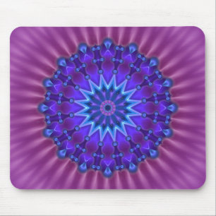 Tapis De Souris L'étoile Mandala en bleu fleur magenta