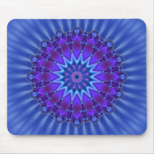 Tapis De Souris L'étoile Mandala en bleu   fleur royale