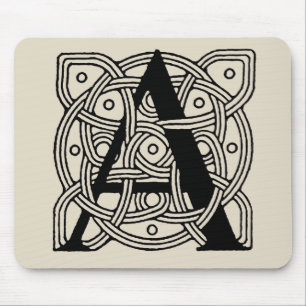 Tapis De Souris Lettre A Monogramme Impression de nœud celtique vi